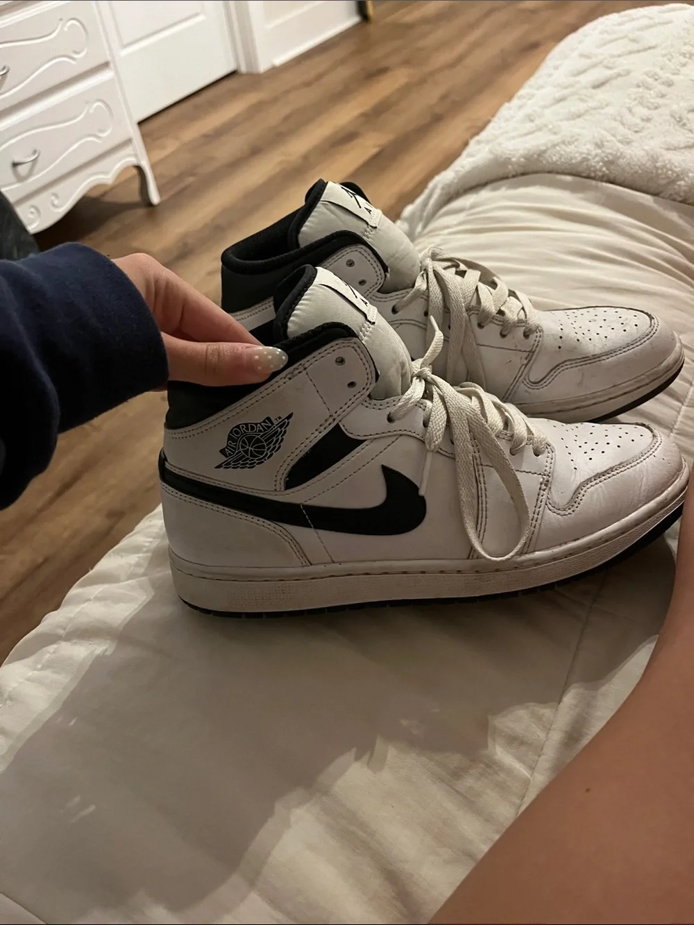 Jordan High-Top Sneakers in White and Black